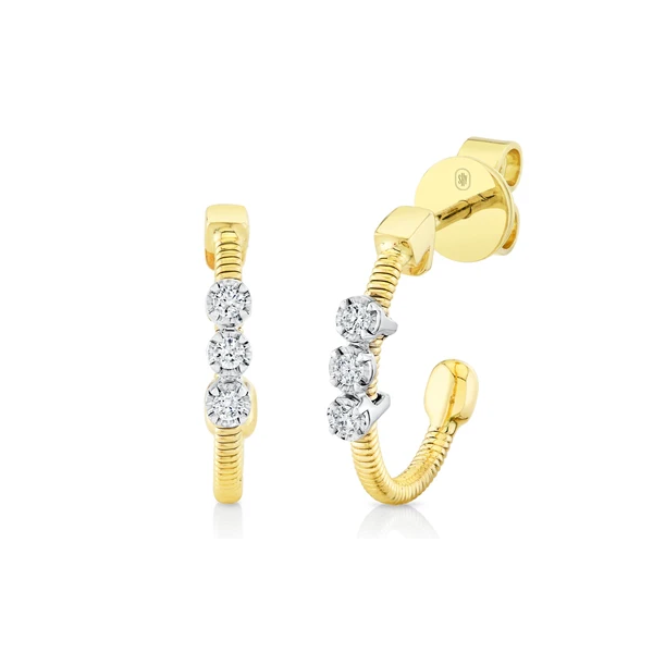 Shy Creation Yellow & White Gold Diamond Earrings SVS Fine Jewelry Oceanside, NY