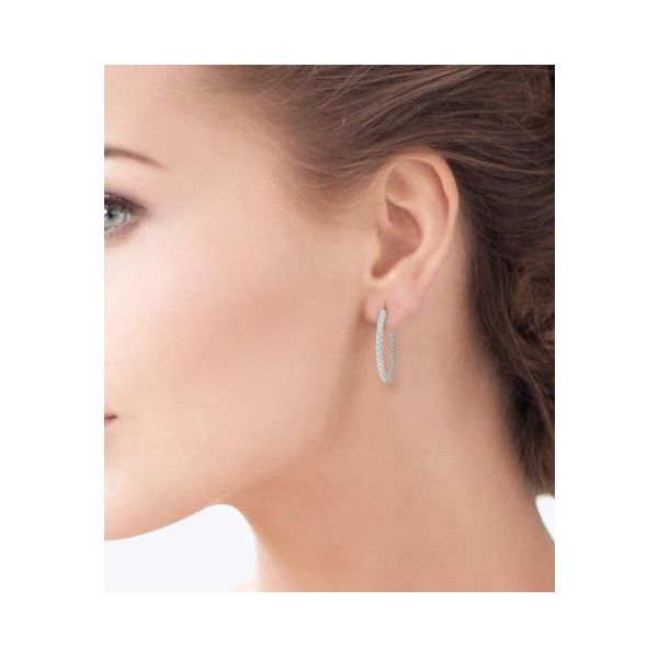 Inside-Out Diamond Hoop Earrings, 1ctw Image 2 SVS Fine Jewelry Oceanside, NY
