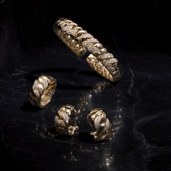 Yellow Gold Polished Shrimp Design Diamond Hoops Image 4 SVS Fine Jewelry Oceanside, NY