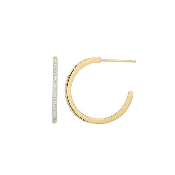 Lab Grown Diamond Yellow Gold Plated Hoops, .13ctw