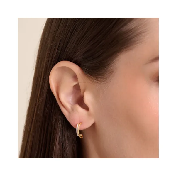 Yellow Gold Plated Sterling Silver Multi-Hoop Earrings Image 2 SVS Fine Jewelry Oceanside, NY