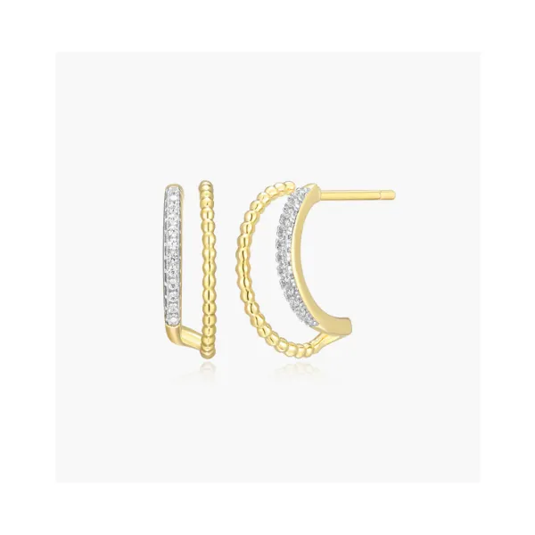 Yellow Gold Plated Sterling Silver Multi-Hoop Earrings SVS Fine Jewelry Oceanside, NY