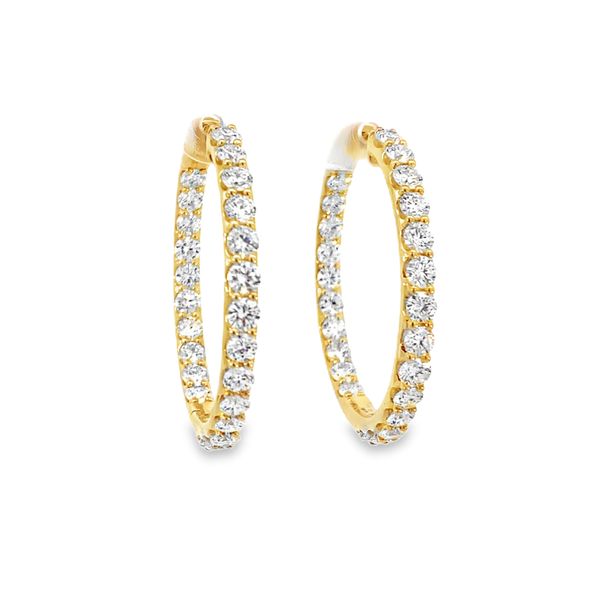 Yellow Gold Lab Grown Diamond Hoops, 5Cttw Image 2 SVS Fine Jewelry Oceanside, NY