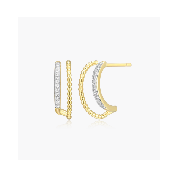 Yellow Gold Plated Sterling Silver Multi-Hoop Earrings SVS Fine Jewelry Oceanside, NY