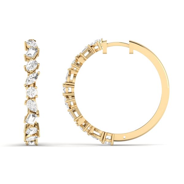 Yellow Gold Multi Shape Lab Grown Diamond Hoops Image 3 SVS Fine Jewelry Oceanside, NY