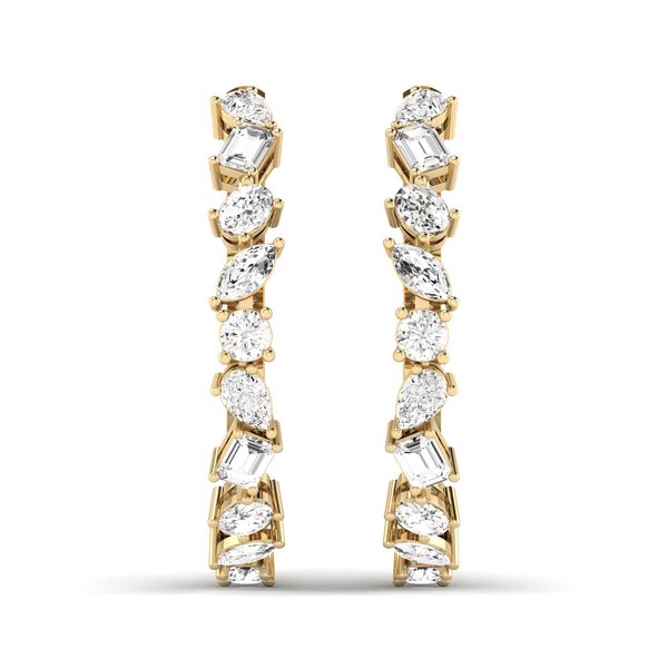 Yellow Gold Multi Shape Lab Grown Diamond Hoops SVS Fine Jewelry Oceanside, NY