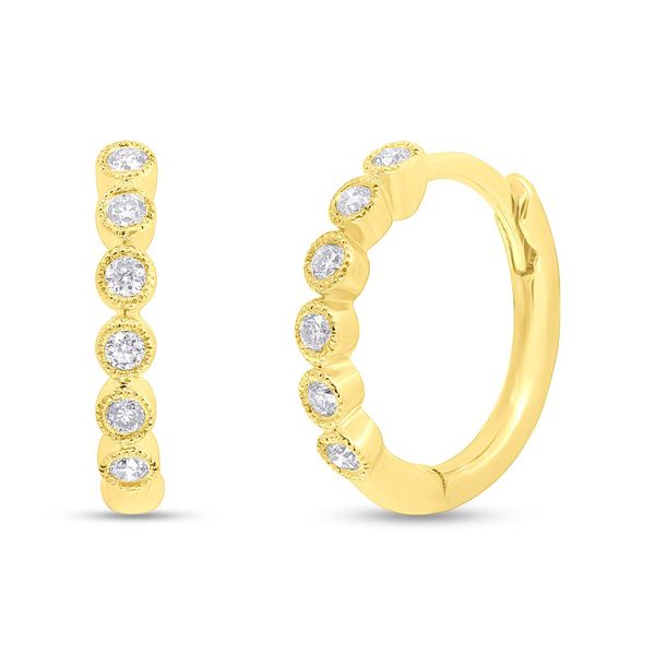 Yellow Gold Diamond Huggie Earrings SVS Fine Jewelry Oceanside, NY