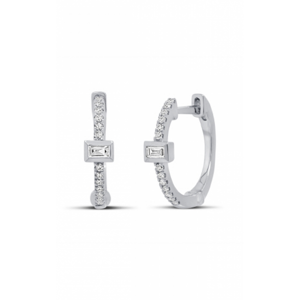White Gold Diamond Huggie Earrings SVS Fine Jewelry Oceanside, NY