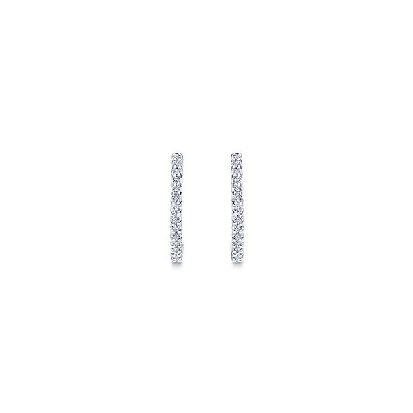 Gabriel & Co. Lusso Collection White Gold Diamond Huggies Image 3 SVS Fine Jewelry Oceanside, NY