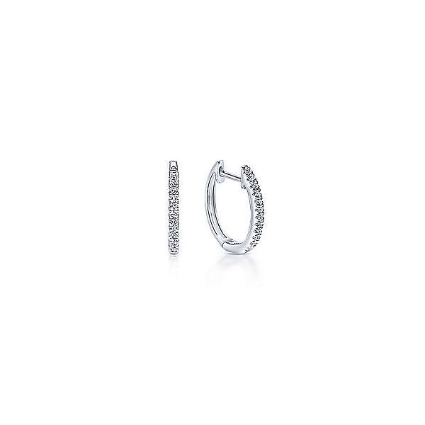 Gabriel & Co. Lusso 14K White Gold Huggie Earrings SVS Fine Jewelry Oceanside, NY