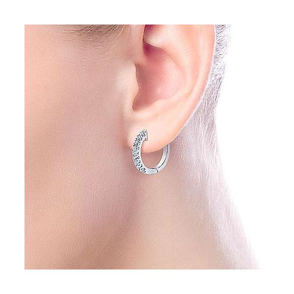 Gabriel & Co. Lusso 14K White Gold Huggie Earrings Image 2 SVS Fine Jewelry Oceanside, NY