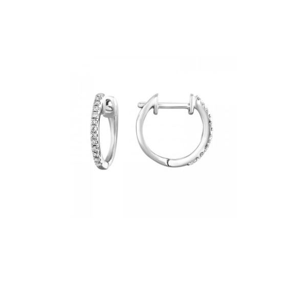 10K White Gold Diamond Round Shaped Huggie Earrings SVS Fine Jewelry Oceanside, NY