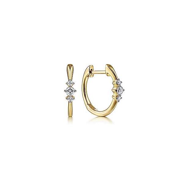Gabriel & Co. Contemporary Yellow Gold Diamond Huggies SVS Fine Jewelry Oceanside, NY