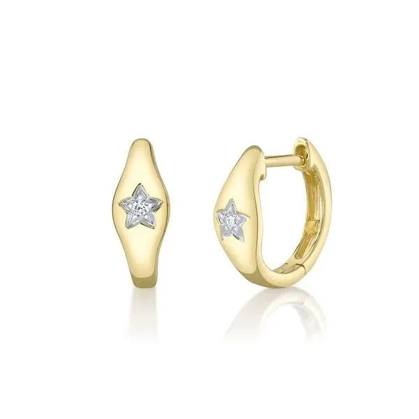 Shy Creation Yellow Gold And Diamond Earrings SVS Fine Jewelry Oceanside, NY