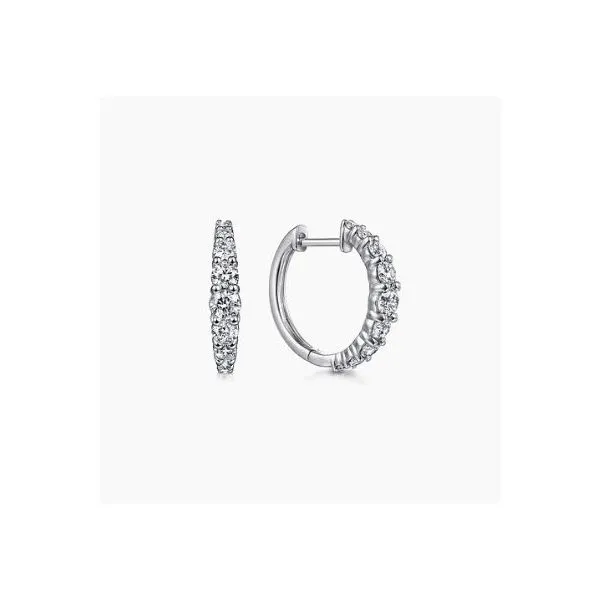 Gabriel & Co. Lusso White Gold Diamond Huggies SVS Fine Jewelry Oceanside, NY