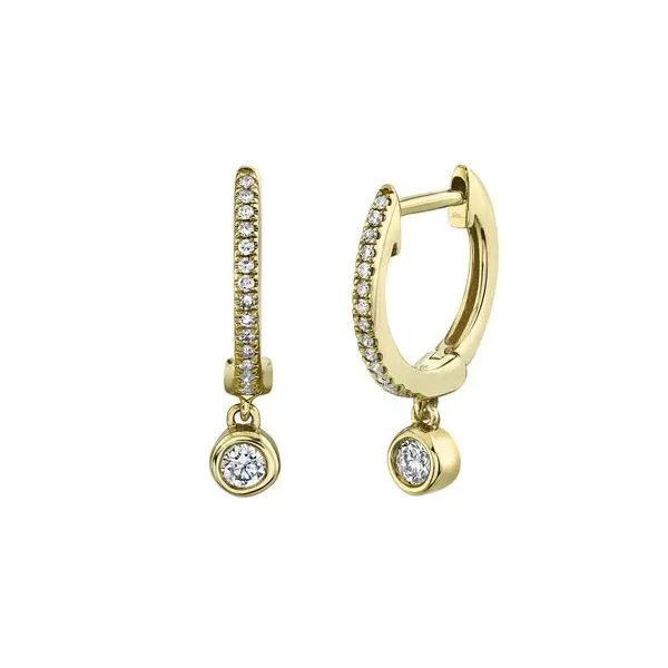 Shy Creation Yellow Gold Diamond Huggie Earrings SVS Fine Jewelry Oceanside, NY