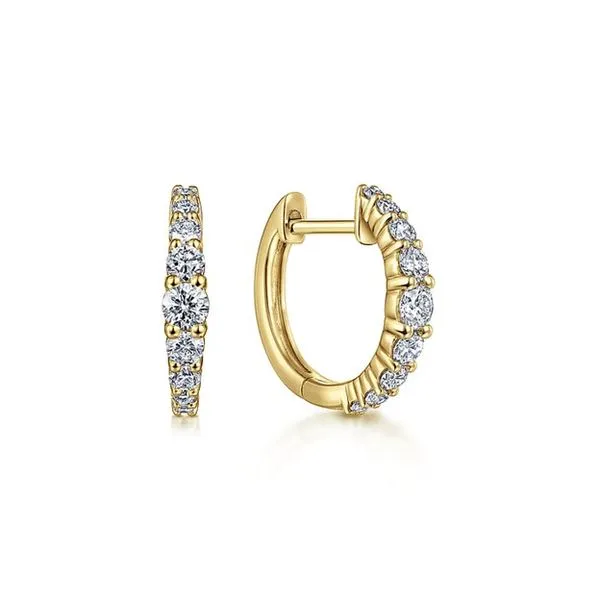 Gabriel & Co. Lusso Yellow Gold Diamond Huggies SVS Fine Jewelry Oceanside, NY
