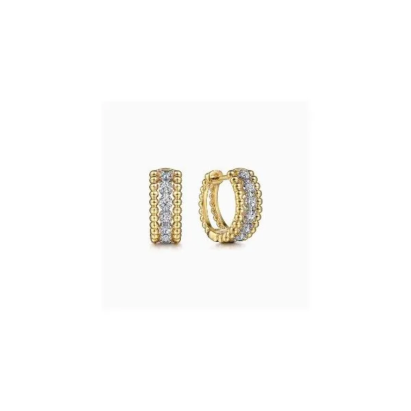 Gabriel & Co. Bujukan Yellow & White Gold Huggies SVS Fine Jewelry Oceanside, NY