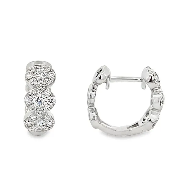 White Gold Diamond Cluster Huggies, 0.75Cttw SVS Fine Jewelry Oceanside, NY