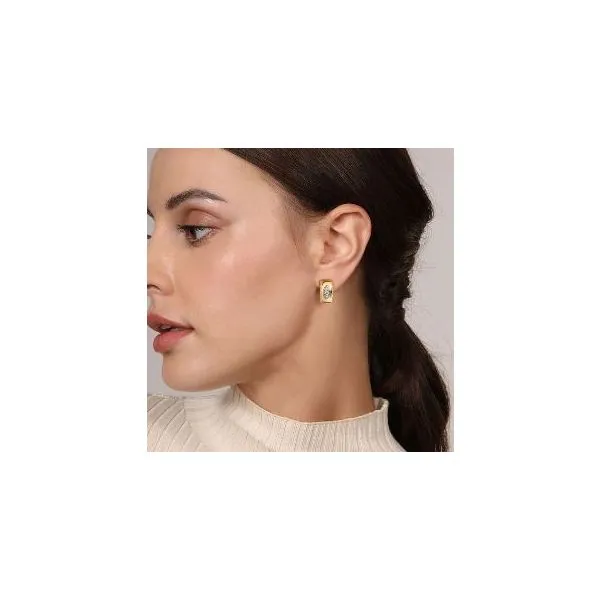 Gabriel & Co. Bujukan Yellow Gold Diamond Huggie Earrings Image 2 SVS Fine Jewelry Oceanside, NY