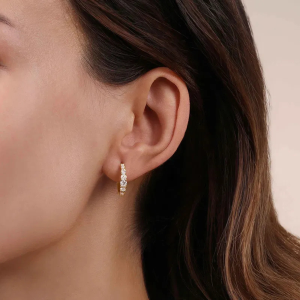 Gabriel & Co. Lusso Yellow Gold Diamond Huggies Image 2 SVS Fine Jewelry Oceanside, NY