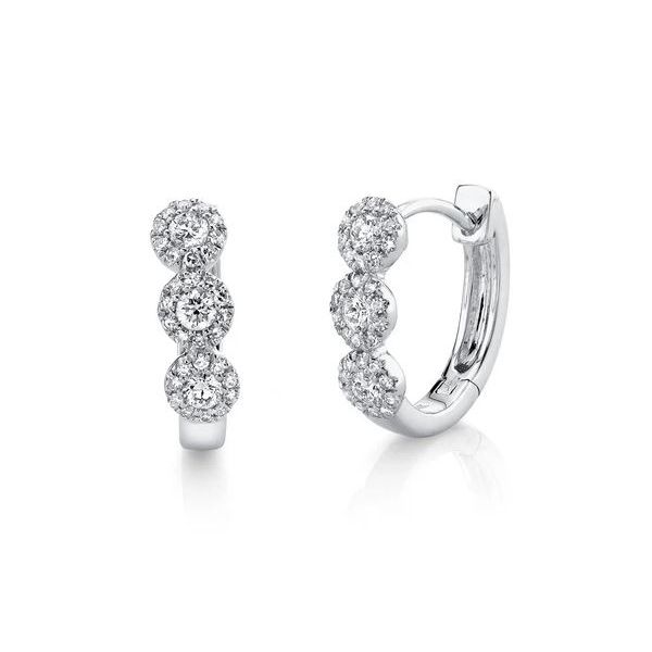 Shy Creation White Gold Diamond Huggie Earrings SVS Fine Jewelry Oceanside, NY