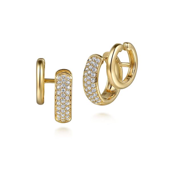 Gabriel & Co. Contemporary Yellow Gold Diamond Stuggies SVS Fine Jewelry Oceanside, NY