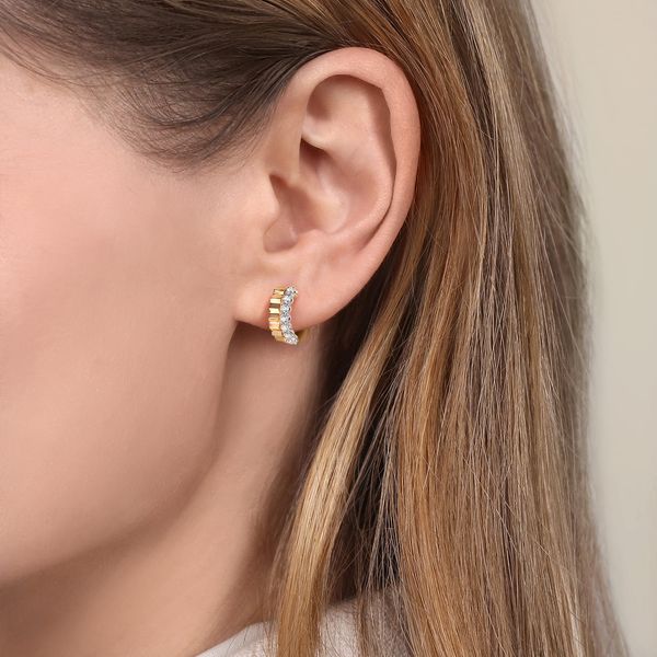 Gabriel & Co. Contemporary White & Yellow Gold Earrings Image 2 SVS Fine Jewelry Oceanside, NY