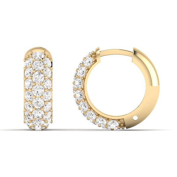 Yellow Gold Pave Lab Grown Diamond Huggies Image 3 SVS Fine Jewelry Oceanside, NY
