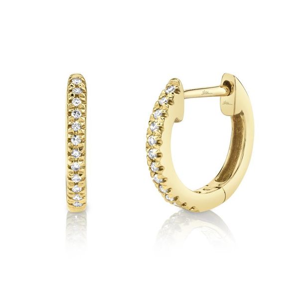 Shy Creation Yellow Gold Diamond Huggie Earrings SVS Fine Jewelry Oceanside, NY