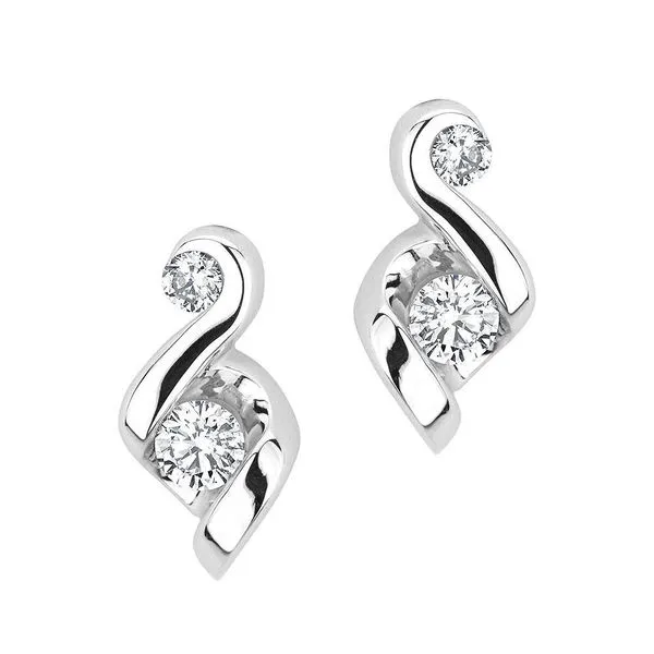 14K White Gold & Diamond Earrings SVS Fine Jewelry Oceanside, NY