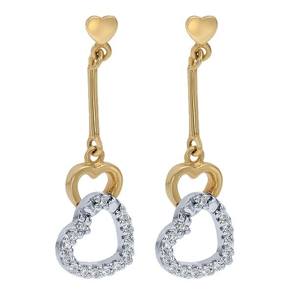 Gabriel & Co. Diamond Earrings. From the Eternal Love Collection in 14K Yellow and White gold. Features 0.15cttw diamonds. SVS Fine Jewelry Oceanside, NY