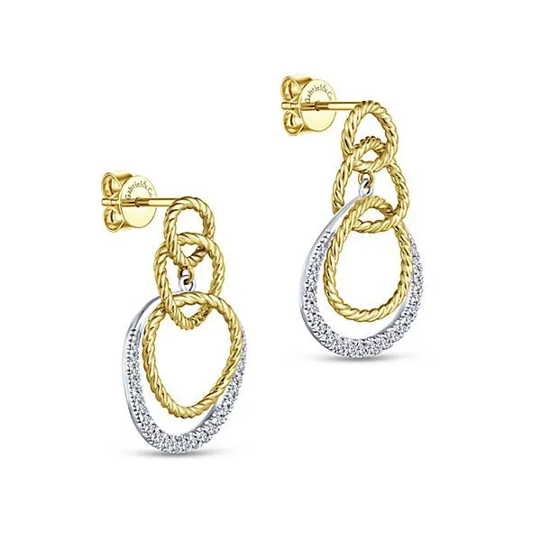 Gabriel & Co. Hampton Collection Yellow & White Gold Diamond Studs Image 2 SVS Fine Jewelry Oceanside, NY