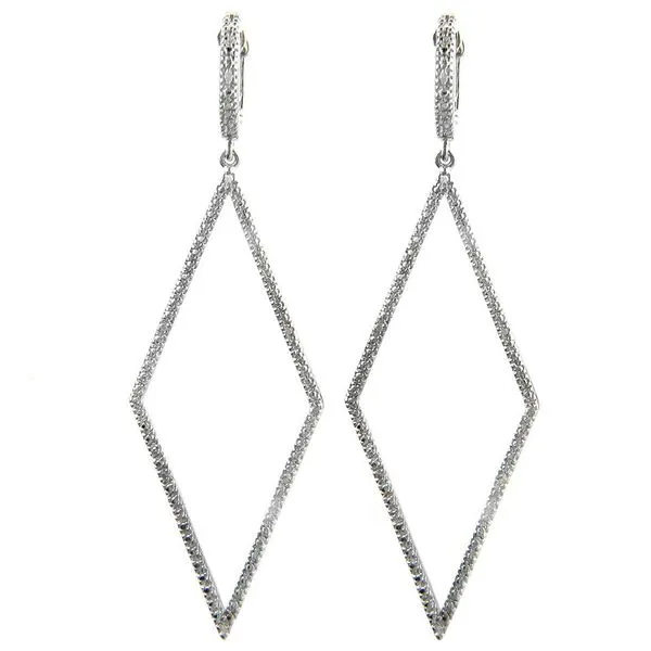 Sterling Silver Diamond Drop Earrings SVS Fine Jewelry Oceanside, NY