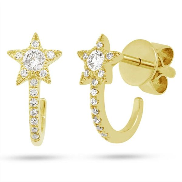 Yellow Gold And Diamond Star Earring SVS Fine Jewelry Oceanside, NY