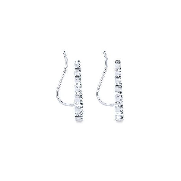 Gabriel & Co. Lusso 14K White Gold Diamond Ear Climbers Image 2 SVS Fine Jewelry Oceanside, NY