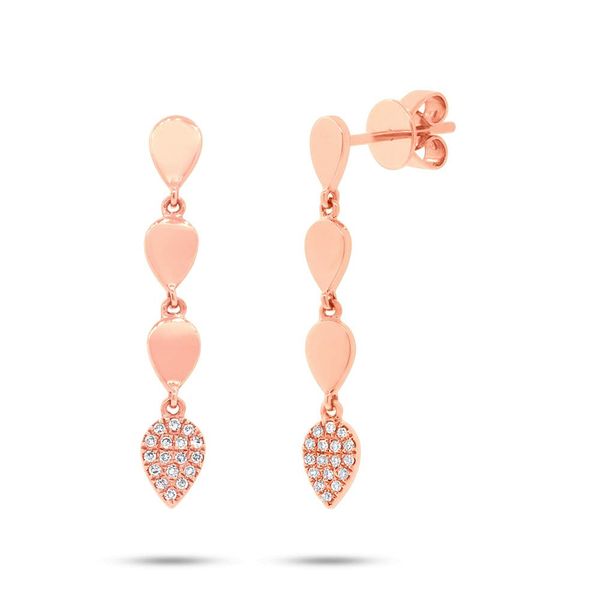 Shy Creation 14K Rose Gold And Diamond Pave Earrings SVS Fine Jewelry Oceanside, NY