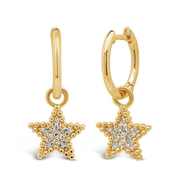 Shy Creation 14K Yellow Gold and Diamond Star Earrings SVS Fine Jewelry Oceanside, NY