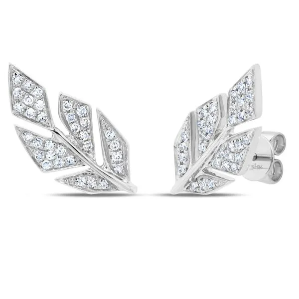 Shy Creation Diamond Pave Leaf Earrings, .14ctw SVS Fine Jewelry Oceanside, NY