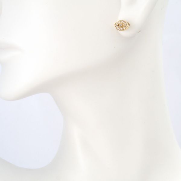Yellow Gold Pave Diamond Hamsa And Eye Studs, .09ctw Image 3 SVS Fine Jewelry Oceanside, NY