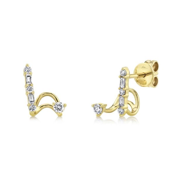 Shy Creation Yellow Gold Diamond Fashion Earrings, .27ctw SVS Fine Jewelry Oceanside, NY