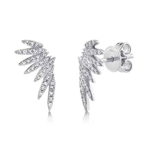 Shy Creation White Gold Angel Wing Diamond Earrings SVS Fine Jewelry Oceanside, NY