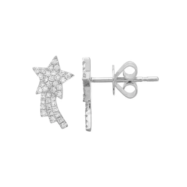 14K White Gold & Diamond Star Studs, 0.18Cttw SVS Fine Jewelry Oceanside, NY