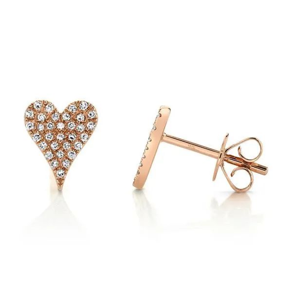 Shy Creation Amor Collection Diamond Heart Studs Image 2 SVS Fine Jewelry Oceanside, NY