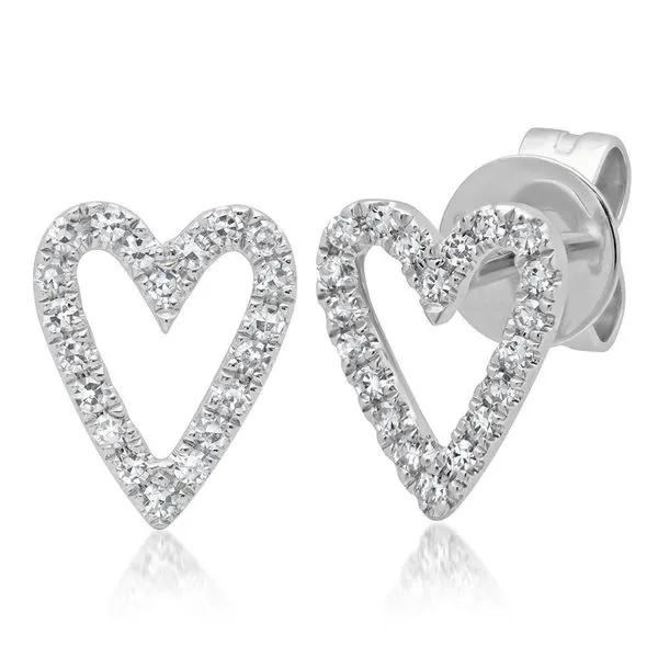 Shy Creation 14K White Gold And Diamond Heart Earrings SVS Fine Jewelry Oceanside, NY