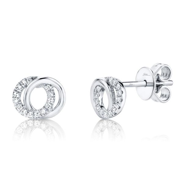 Shy Creation 14K White Gold And Diamond Circle Earrings SVS Fine Jewelry Oceanside, NY