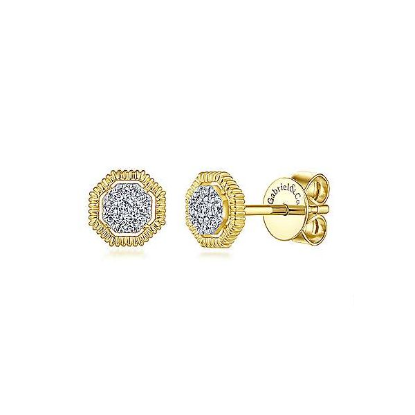 Gabriel & Co. Contemporary 14K Yellow Gold Diamond Earrings SVS Fine Jewelry Oceanside, NY