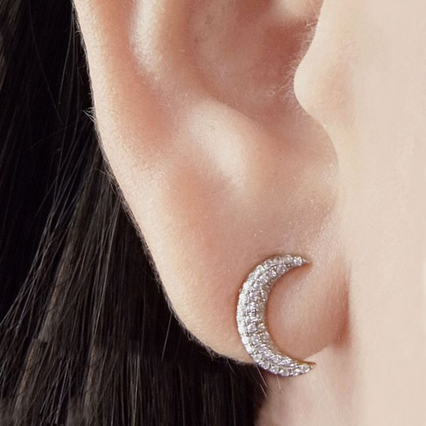 Ella Stein Diamond Moon Stud Earrings, .10ctw Image 2 SVS Fine Jewelry Oceanside, NY