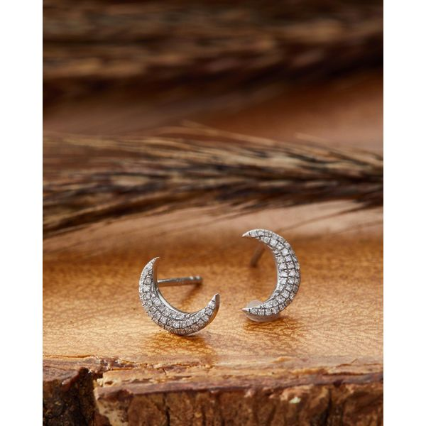 Ella Stein Diamond Moon Stud Earrings, .10ctw Image 3 SVS Fine Jewelry Oceanside, NY