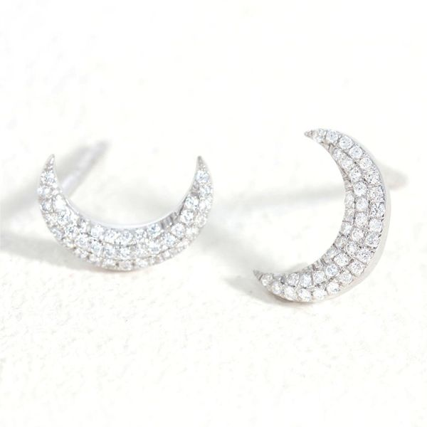 Ella Stein Diamond Moon Stud Earrings, .10ctw SVS Fine Jewelry Oceanside, NY